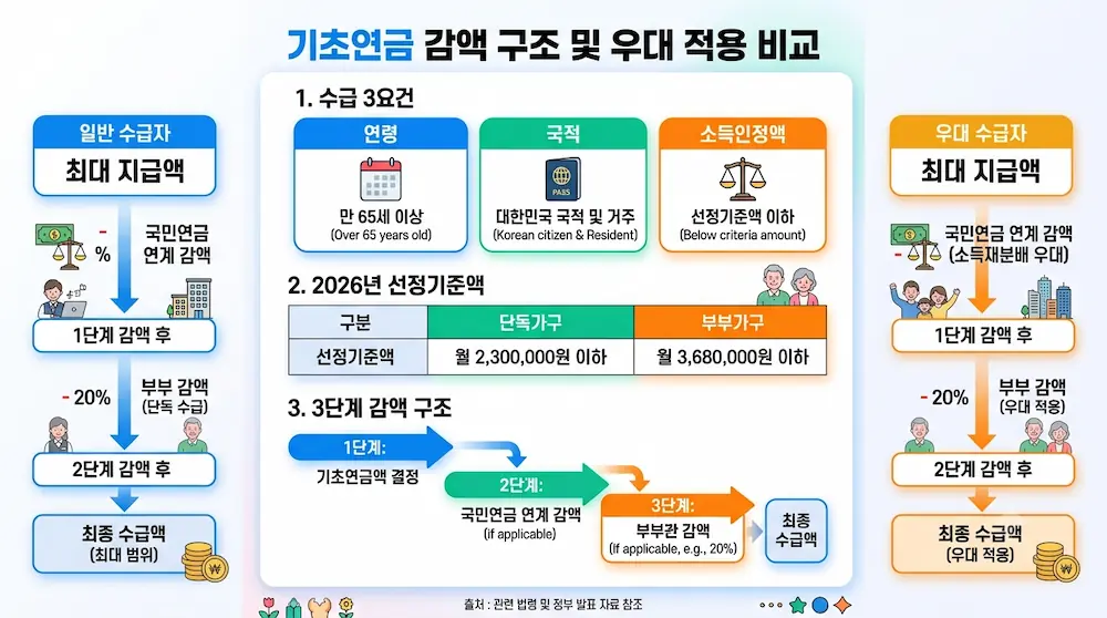 소득재분배급여금액 구간별 기초연금 감액 곡선 그래프