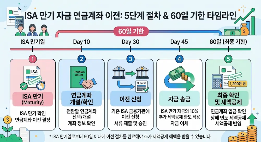 ISA 만기자금을 연금계좌로 옮기는 5단계 절차와 60일 기한 타임라인