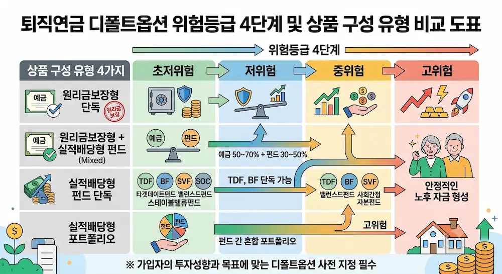 위험등급 4단계 × 상품 구성 유형 4가지 조합 구조